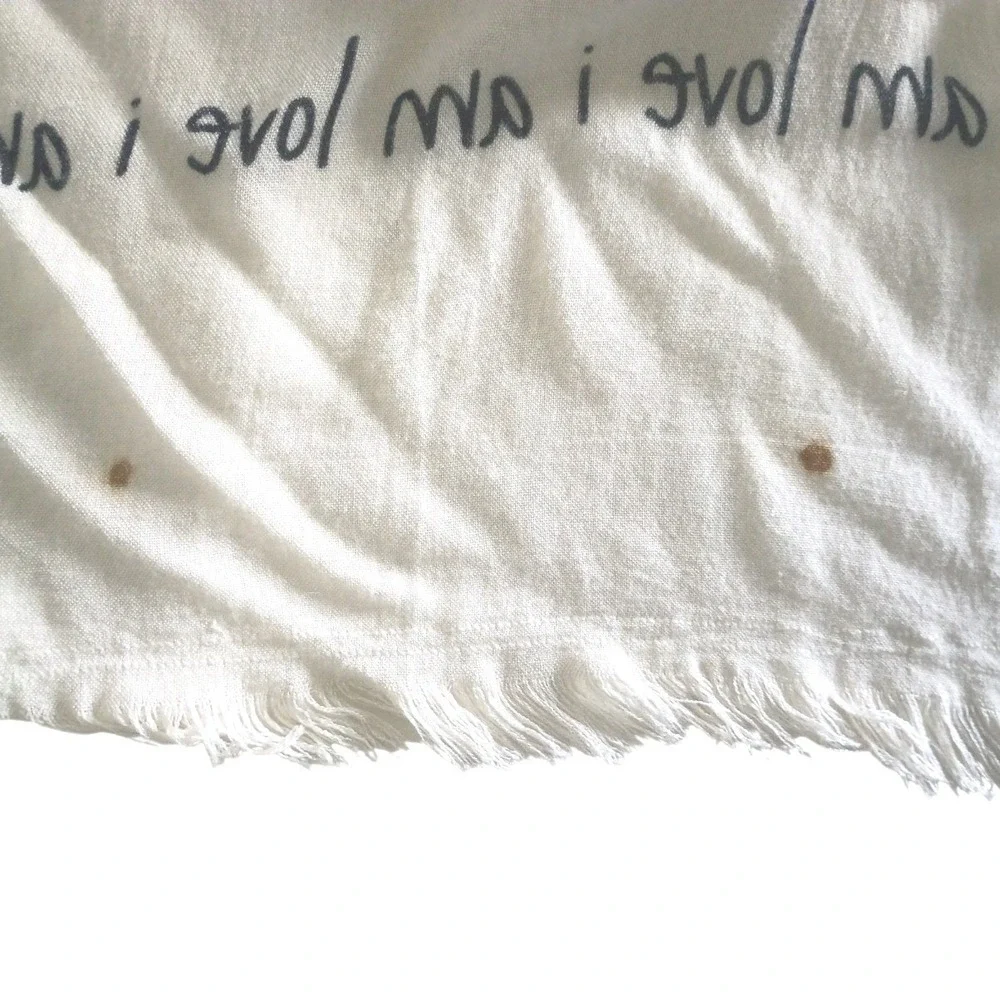 Peace Love World Alina Villasante White Viscose Peace Heart Graphic Scarf Wrap - Picture 9 of 9